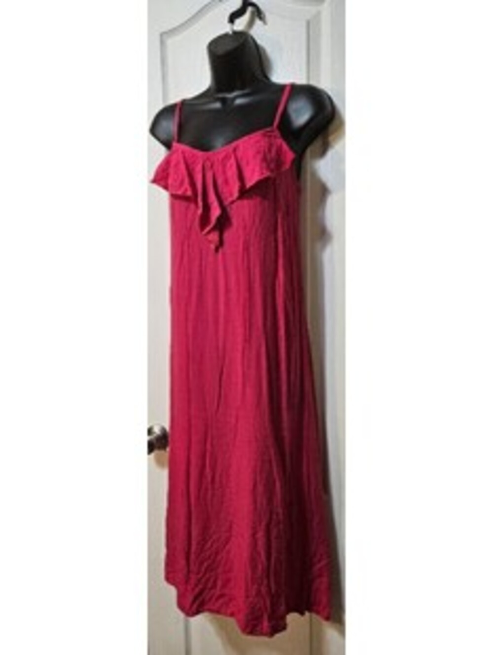 Manava Hot Pink Ruffle Sundress One Size Resort Boho Summer Chic